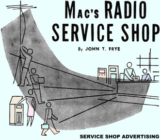 Mac's Radio Service Shop: Service Shop Advertising, June 1954 Radio & Television News - RF Cafe