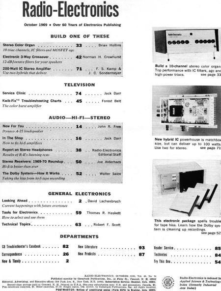 October 1969 Radio-Electronics Table of Contents - RF Cafe