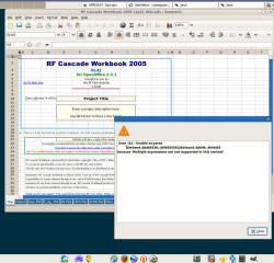 RF Cascade Workbook 2005 in a popular Linux Distribution called Ubuntu 9.04 known as "Intrepid", in Gnumeric spreadsheet application - RF Cafe