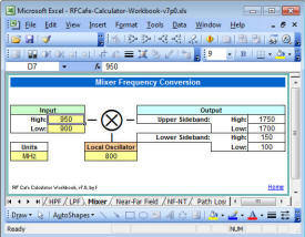 RF Cafe Calculator Workbook screen shot - Mixer Frequency Conversion Calculator