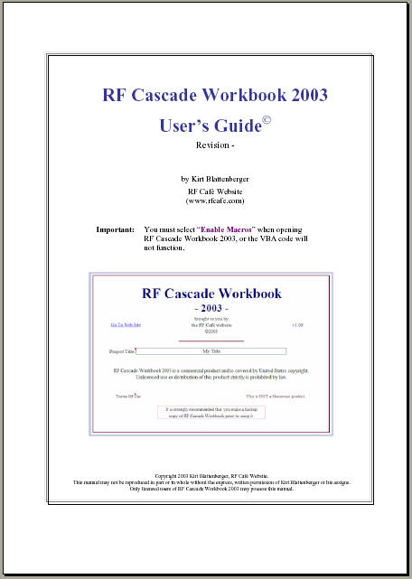 RF Cascade Workbook 2003 User's Guide - RF Cafe