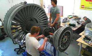 LEGO Rolls-Royce Trent 1000 Turbine Engine, High Pressure Compressor Stage Being Built  - RF Cafe Cool Pic