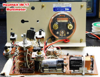 Heathkit IM−17 innards showing 9 V transistor radio battery - RF Cafe