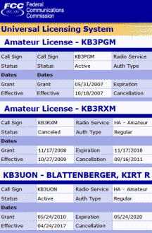 Amateur Radio Call Sign Grant Date Investigation - RF Cafe