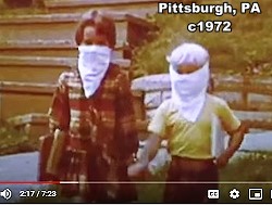 Children wearing face masks in Pittsburgh, Pennsylvania, c1972 - RF Cafe