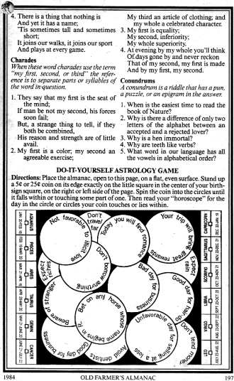 Mathematical Puzzles (p197), 1984 Old Farmer's Almanac - RF Cafe