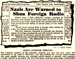 Nazis Are Warned to Shun Foreign Radio, November 1939, Radio-Craft - RF Cafe