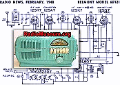 Belmont Model 6D121 Schematic & Parts List, February 1948 Radio News - RF Cafe