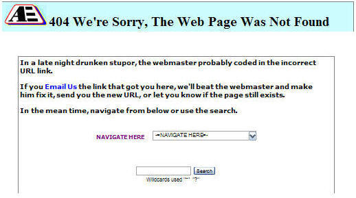 funny error messages. web page error message