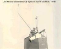 Joe Hoover Assembles Lights atop the MPN-14 (circa 1987,  Don Hicks photo)