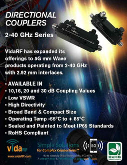 VidaRF Intros Broadband Directional Couplers for 2 to 40 GHz