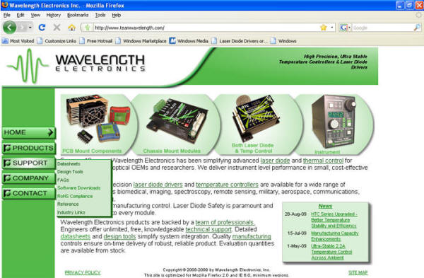 Wavelength Electronics Releases a New Web Site