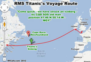 RMS Titanic's Voyage Route - RF Cafe