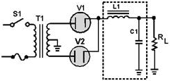 Full-wave rectifier LC choke-input filter