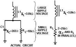 Actual and equivalent circuits
