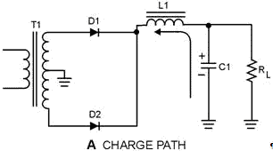 LC choke-input filter (charge and discharge paths). CHARGE PATH - RF Cafe
