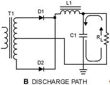 LC choke-input filter (charge and discharge paths). DISCHARGE PATH - RF Cafe