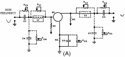 Amplifiers showing reactive elements and reactance