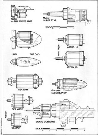 RF Cafe - Circa 1973 motors for electric airplane models - Drawings by Bob Meuser