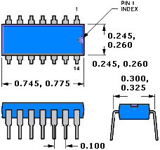 DIP 14 package drawing - RF Cafe