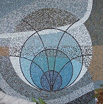 Smith Chart Mosaic at the entrance of the Hewlett Packard Labs building in Palo Alto, CA - RF Cafe