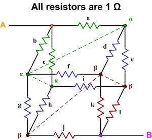 RF Cafe - Resistor Cube Solution, traditional method of analysis