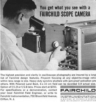 Fairchild Instrumentation Scope Camera, October 18, 1965 Electronics Magazine - RF Cafe