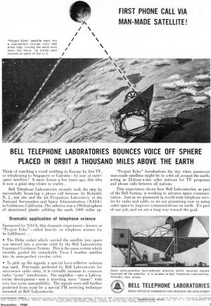 Bell Telephone Laboratories Project Echo, November 1960 Electronics World - RF Cafe