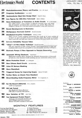 January 1965 Electronics World Table of Contents - RF Cafe