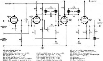 Schematic diagram of one of two identical operational amplifiers - RF Cafe