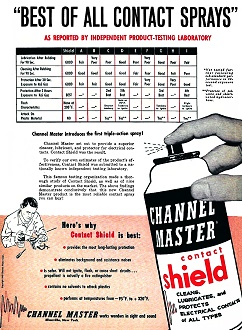 Channel Master Contact Cleaner, October 1960 Electronics World - RF Cafe