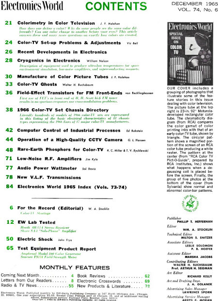 December 1965 Electronics World Table of Contents - RF Cafe