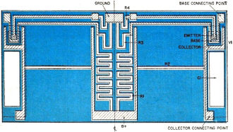 Integrated circuit pattern of 2-stage amplifier - RF Cafe