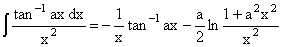 tan^-1(ax)/x^2 dx Inverse Trigonometric Indefinite Integrals - RF Cafe