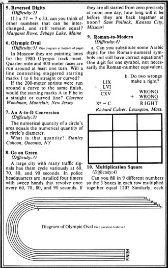 Mathematical Puzzles (page 159), 1980 Old Farmer's Almanac - RF Cafe
