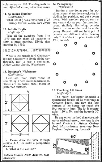 Mathematical Puzzles (page 160), 1980 Old Farmer's Almanac - RF Cafe