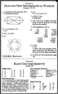Mathematical Puzzle Answers, 1985 Old Farmer's Almanac - RF Cafe