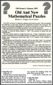 Mathematical Puzzles (p1), 1983 Old Farmer's Almanac - RF Cafe