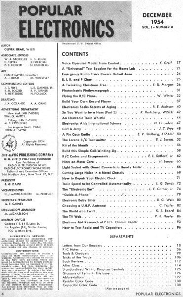 December 1954 Popular Electronics Table of Contents - RF Cafe
