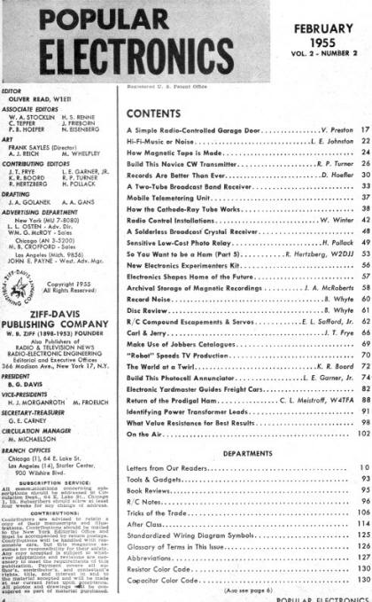 January 1955 Popular Electronics Table of Contents - RF Cafe
