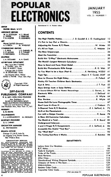 January 1955 Popular Electronics Table of Contents - RF Cafe