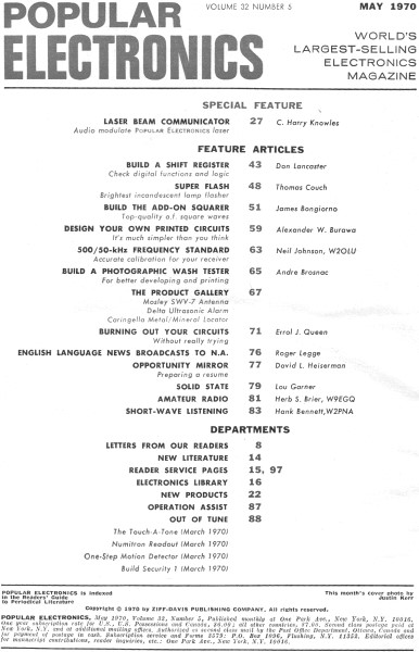 May 1970 Popular Electronics Table of Contents - RF Cafe