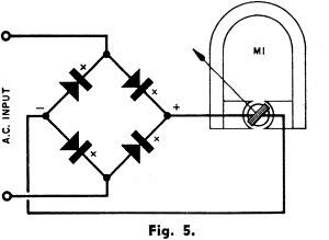Mechanical meter movement diode bridge for AC input - RF Cafe