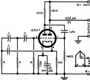Dual-triode phase-shift oscillator - RF Cafe