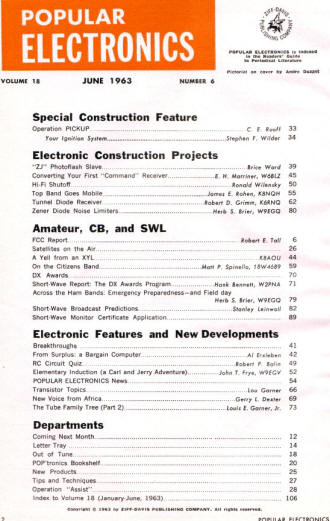 June 1963 Popular Electronics Table of Contents - RF Cafe