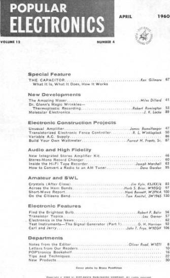 April 1960 Popular Electronics Table of Contents - RF Cafe