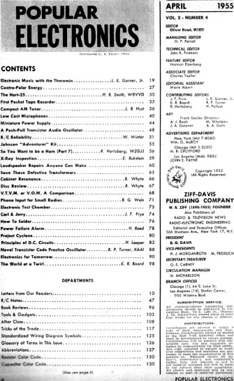 April 1955 Popular Electronics Table of Contents - RF Cafe