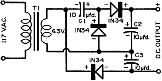 voltage tripler using readily available 1N34 crystal diodes - RF Cafe