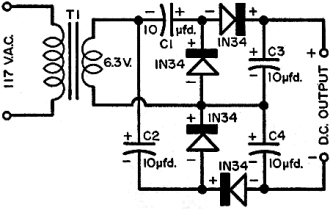 Another capacitor and crystal diode voltage quadrupler - RF Cafe