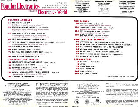 March 1972 Popular Electronics Table of Contents - RF Cafe